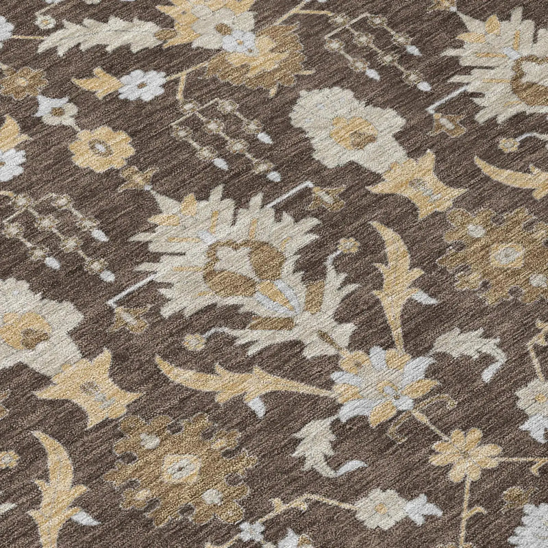 3' X 5' Chocolate And Brown Oriental Washable Indoor Outdoor Area Rug Homeroots Outdoor