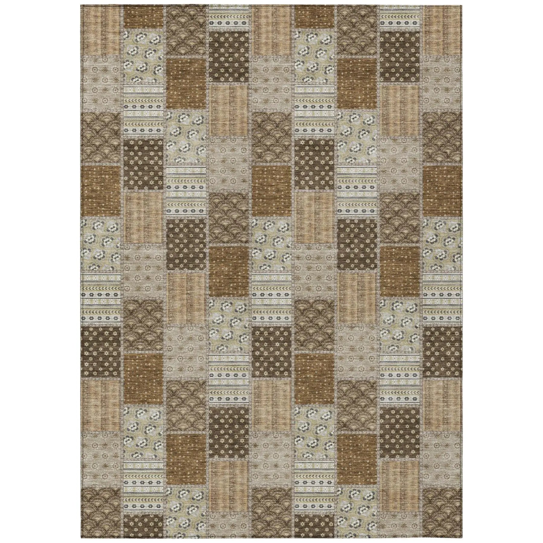 3' X 5' Chocolate And Brown Patchwork Washable Indoor Outdoor Area Rug Homeroots Outdoor