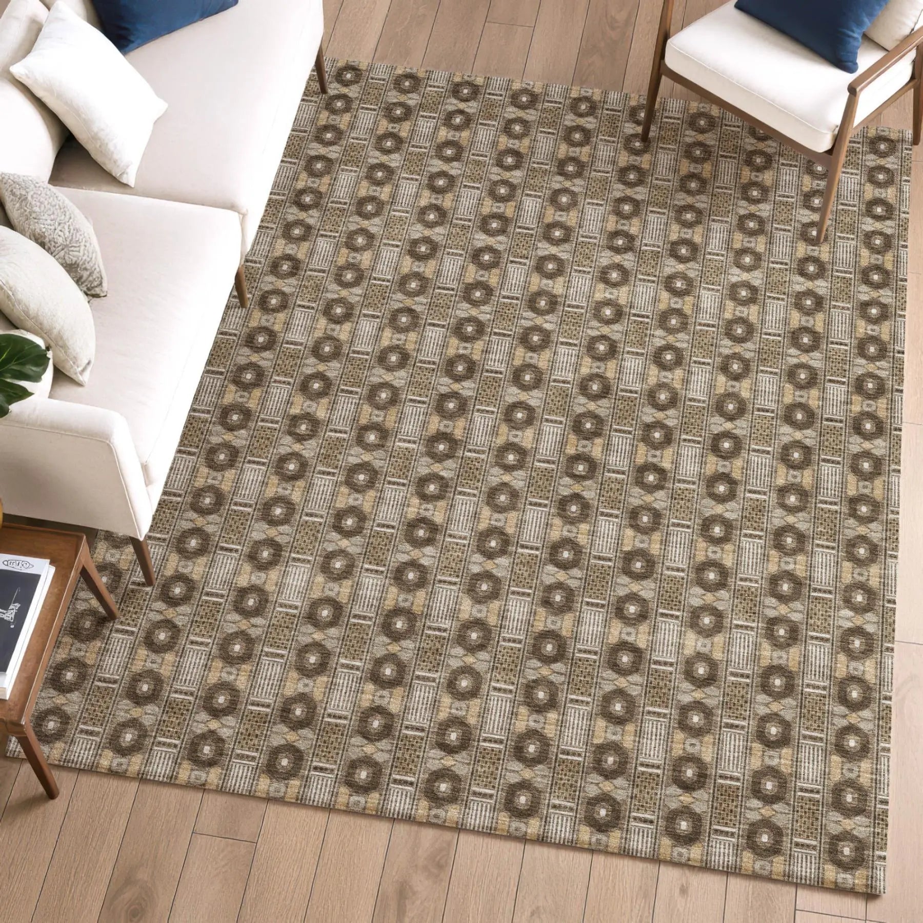 3' X 5' Chocolate And Brown Striped Washable Indoor Outdoor Area Rug Homeroots Outdoor