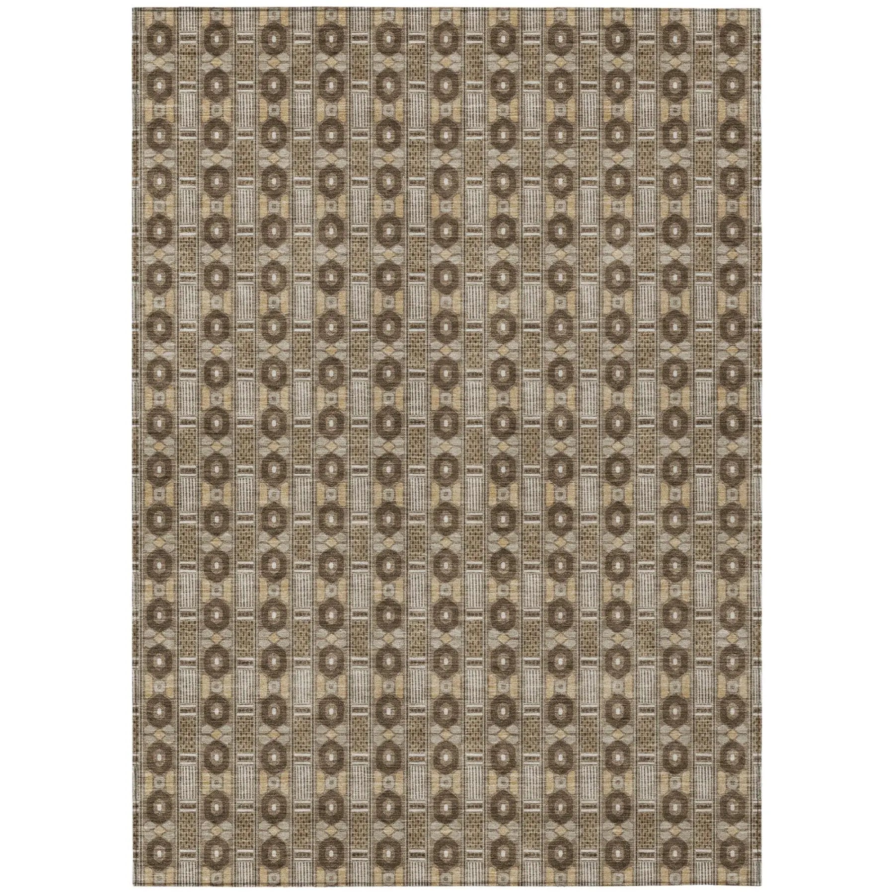 3' X 5' Chocolate And Brown Striped Washable Indoor Outdoor Area Rug Homeroots Outdoor