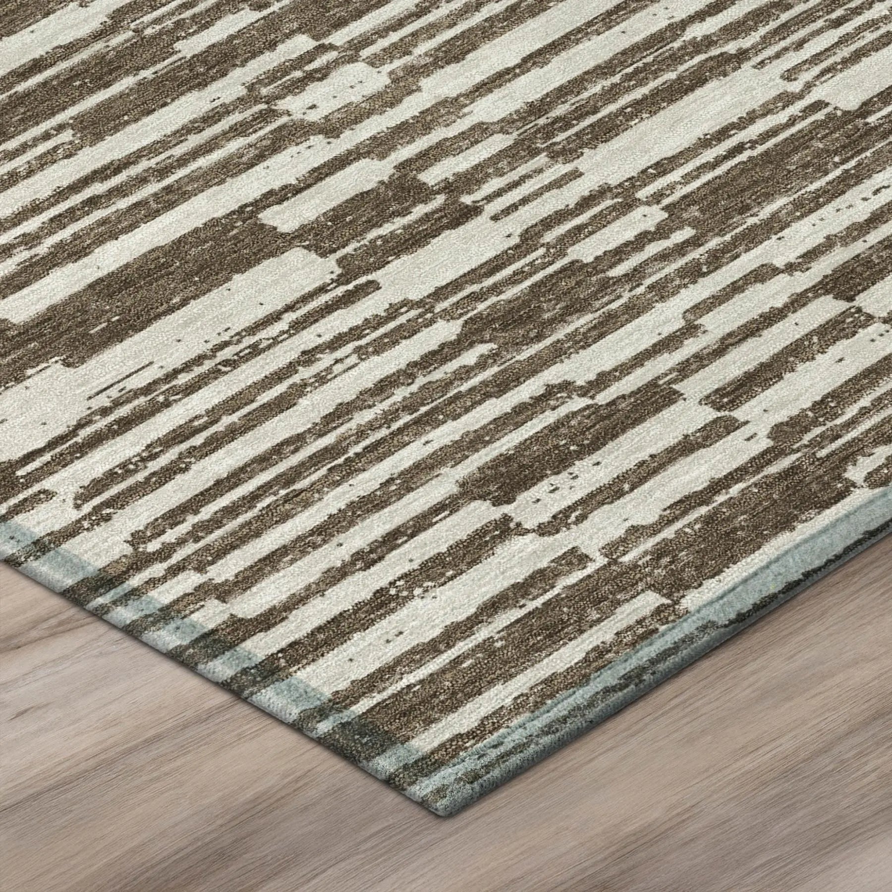 3' X 5' Chocolate And Brown Striped Washable Indoor Outdoor Area Rug Homeroots Outdoor