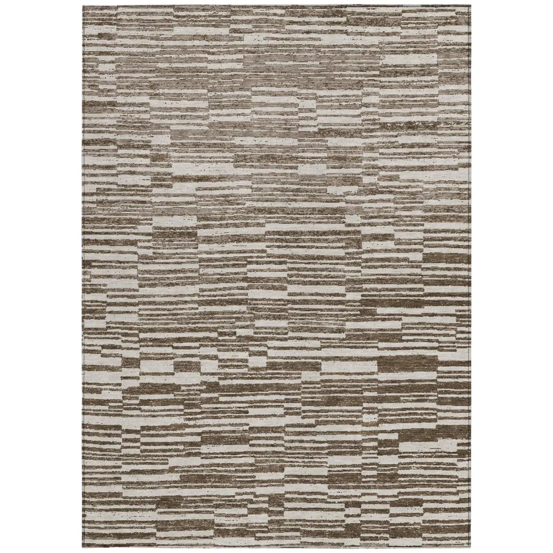 3' X 5' Chocolate And Brown Striped Washable Indoor Outdoor Area Rug Homeroots Outdoor