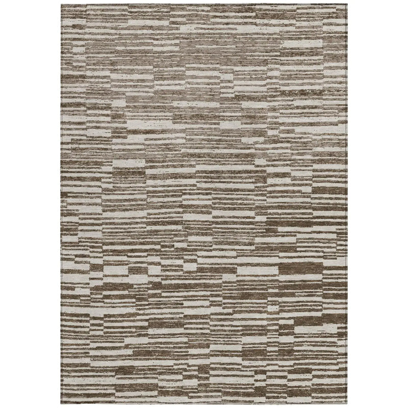 3' X 5' Chocolate And Brown Striped Washable Indoor Outdoor Area Rug Homeroots Outdoor