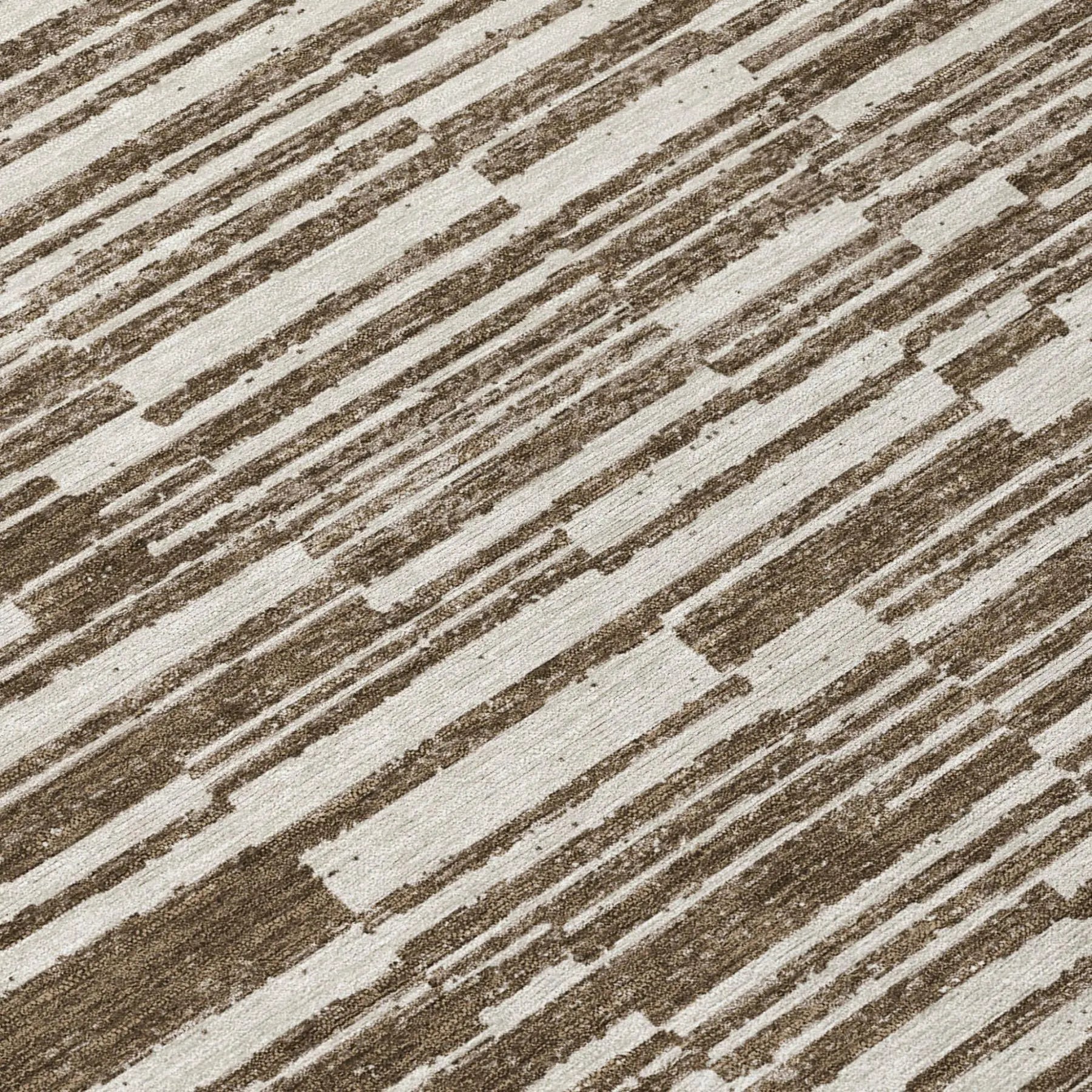 3' X 5' Chocolate And Brown Striped Washable Indoor Outdoor Area Rug Homeroots Outdoor