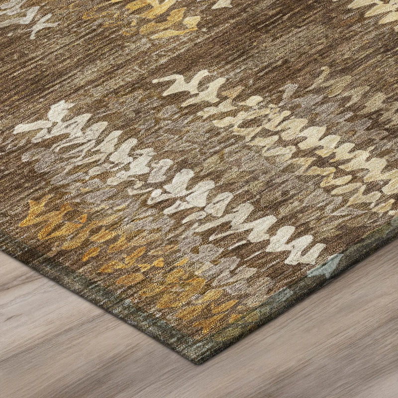 3' X 5' Chocolate And Brown Striped Washable Indoor Outdoor Area Rug Homeroots Outdoor