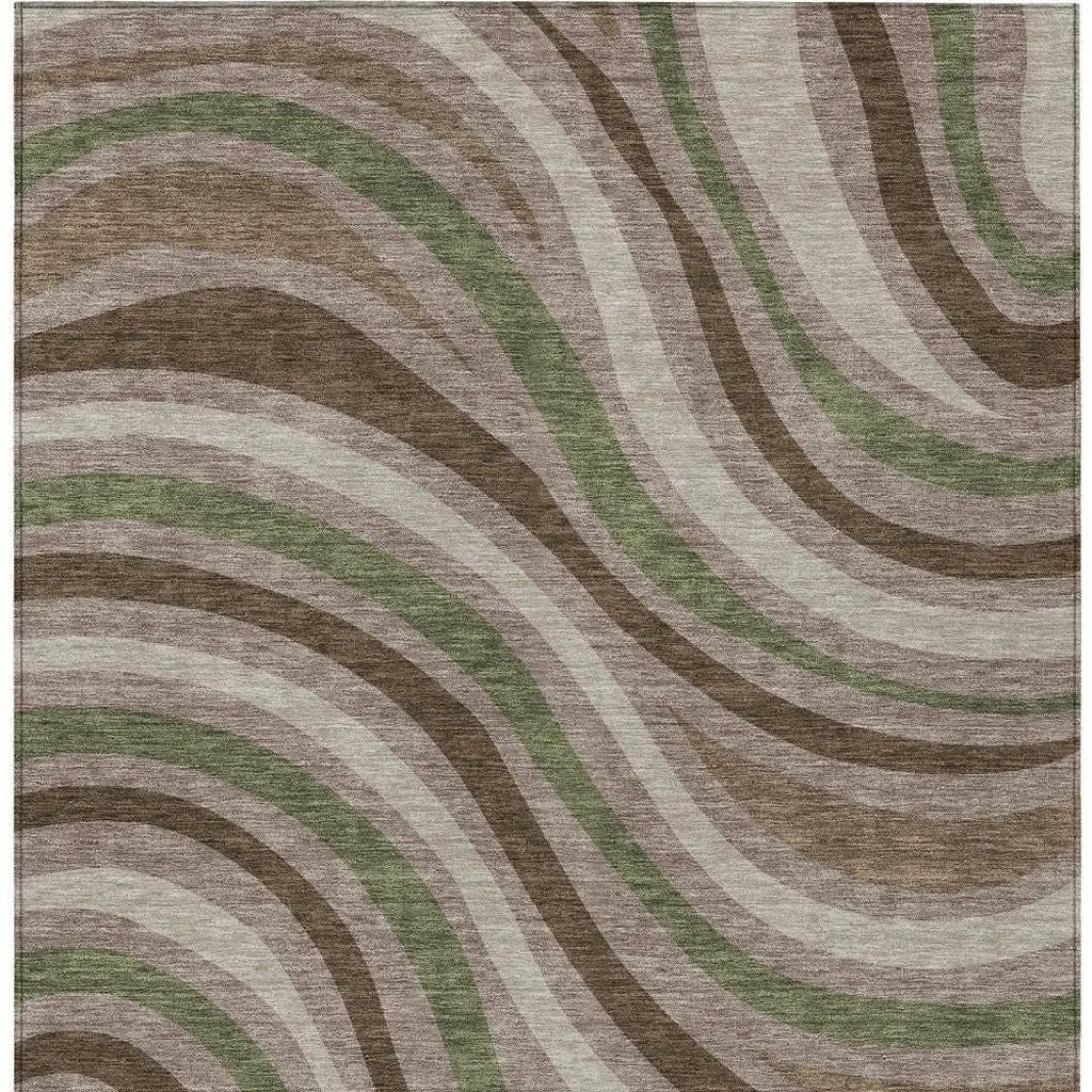 3' X 5' Chocolate And Brown Striped Washable Indoor Outdoor Area Rug Homeroots Outdoor