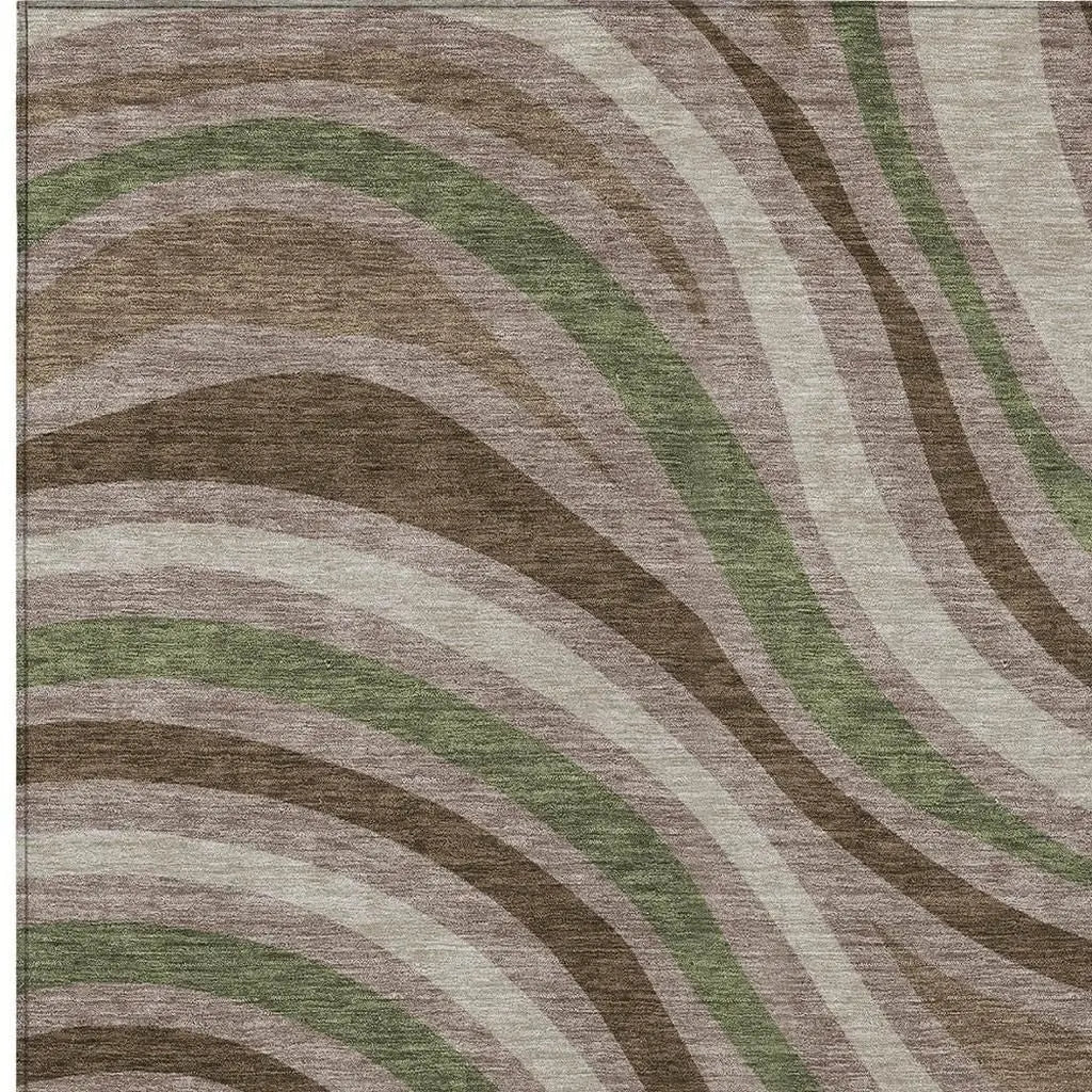 3' X 5' Chocolate And Brown Striped Washable Indoor Outdoor Area Rug Homeroots Outdoor