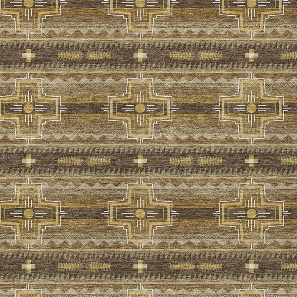 3' X 5' Chocolate And Brown Tribal Washable Indoor Outdoor Area Rug Homeroots Outdoor