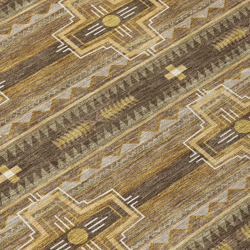 3' X 5' Chocolate And Brown Tribal Washable Indoor Outdoor Area Rug Homeroots Outdoor