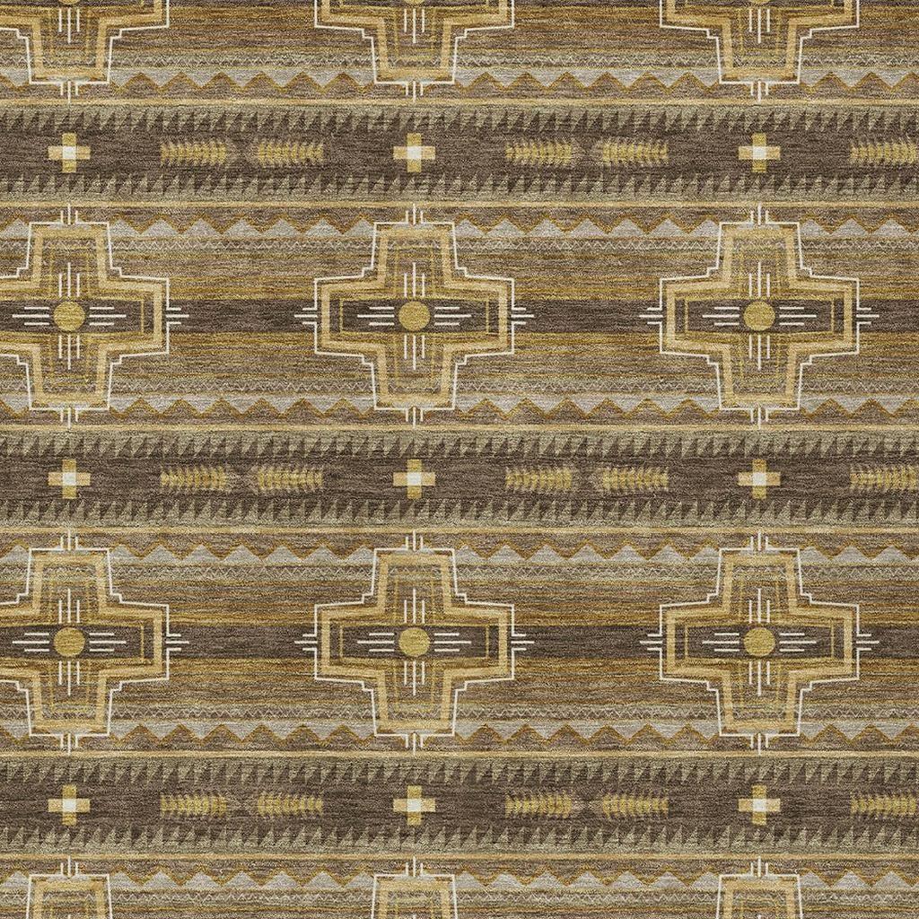 3' X 5' Chocolate And Brown Tribal Washable Indoor Outdoor Area Rug Homeroots Outdoor