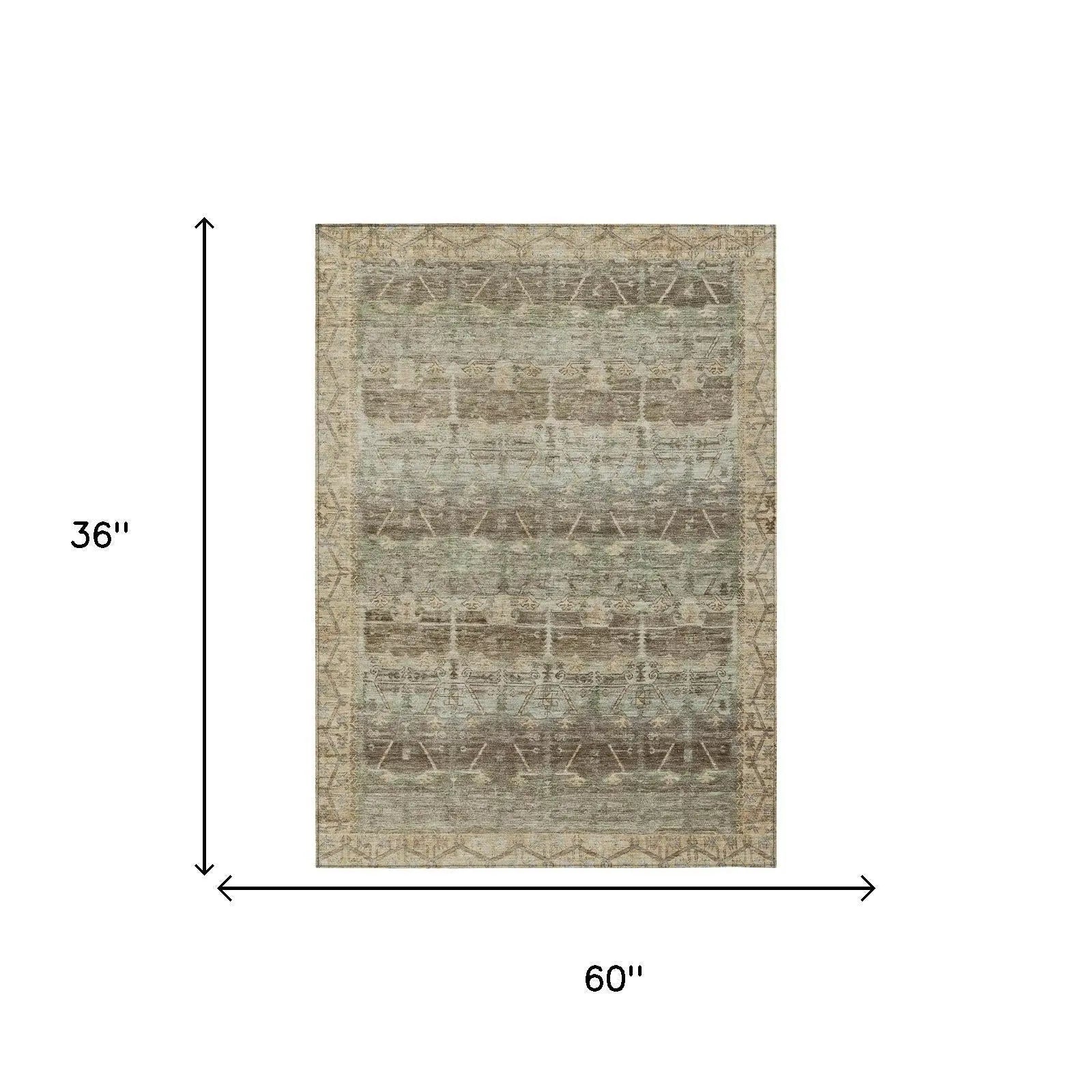 3' X 5' Chocolate And Brown Tribal Washable Indoor Outdoor Area Rug Homeroots Outdoor