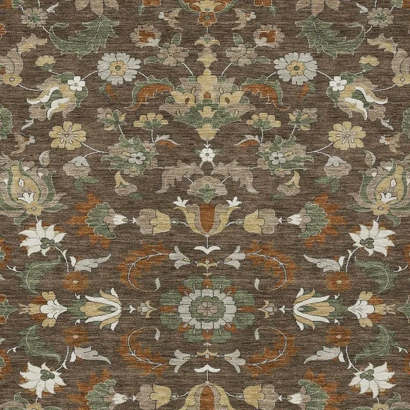 3' X 5' Chocolate And Charcoal Floral Medallion Washable Indoor Outdoor Area Rug Homeroots Outdoor