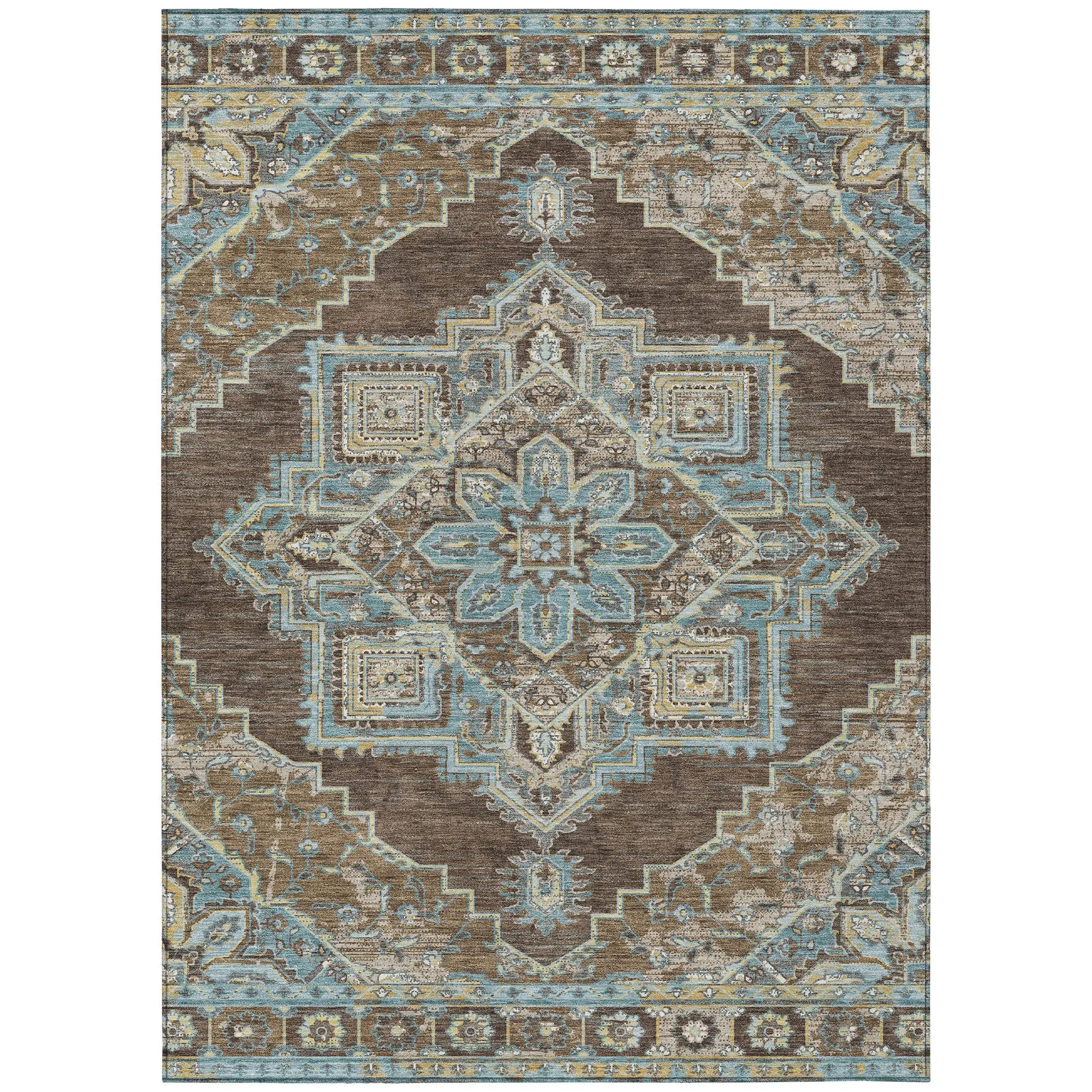 3' X 5' Chocolate And Coffee Oriental Washable Indoor Outdoor Area Rug Homeroots Outdoor