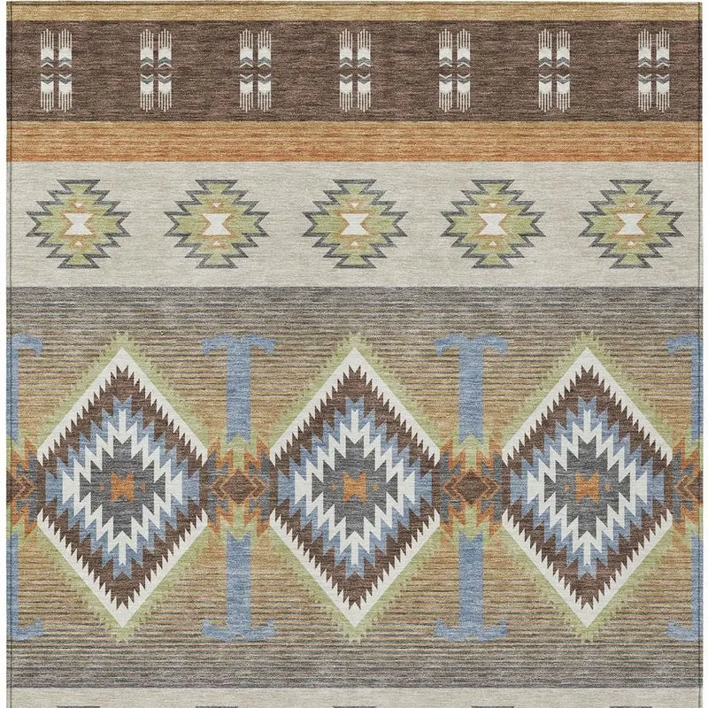 3' X 5' Chocolate And Copper Southwestern Washable Indoor Outdoor Area Rug Homeroots Outdoor
