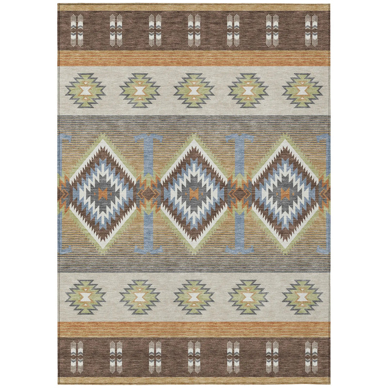 3' X 5' Chocolate And Copper Southwestern Washable Indoor Outdoor Area Rug Homeroots Outdoor