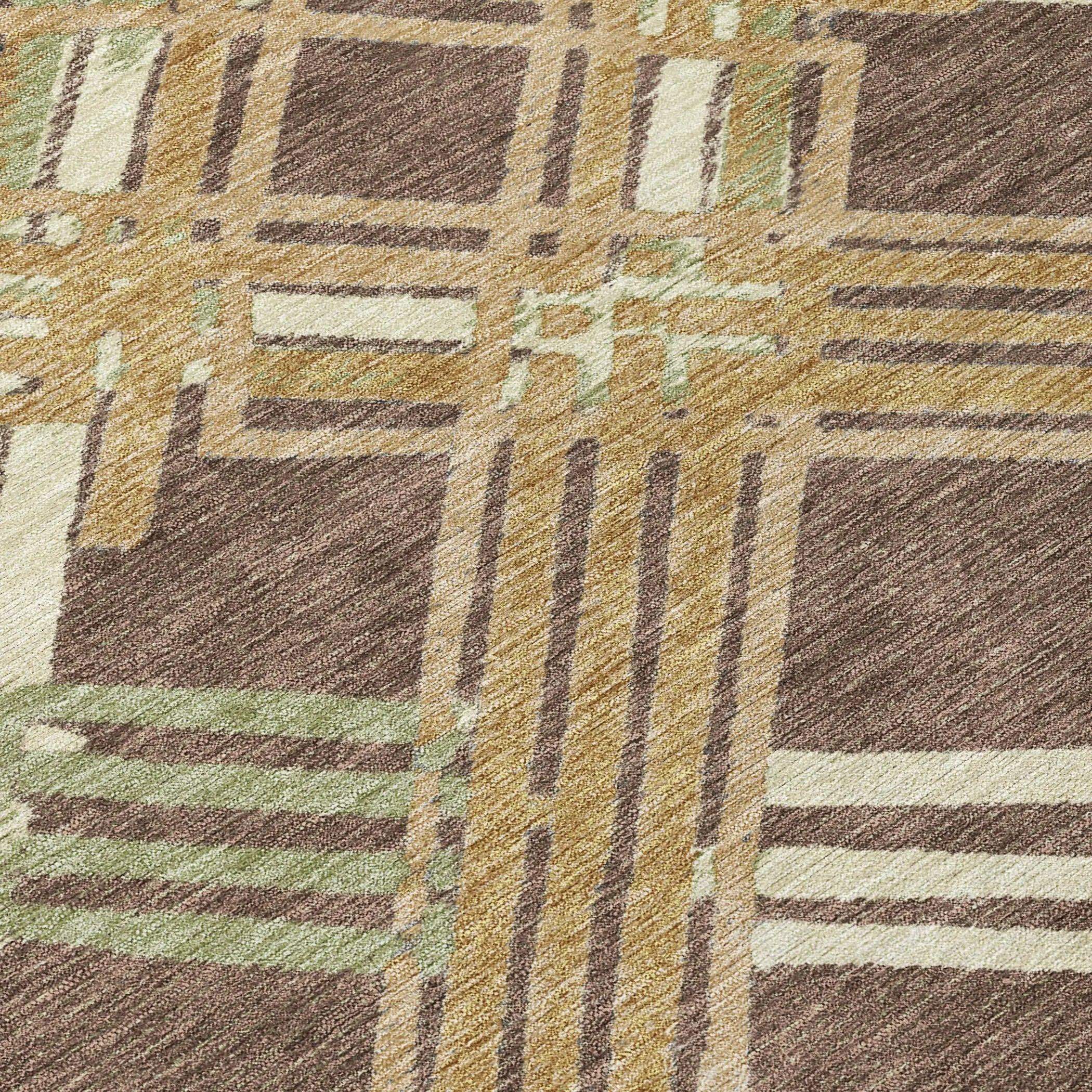 3' X 5' Chocolate And Gold Geometric Washable Indoor Outdoor Area Rug Homeroots Outdoor