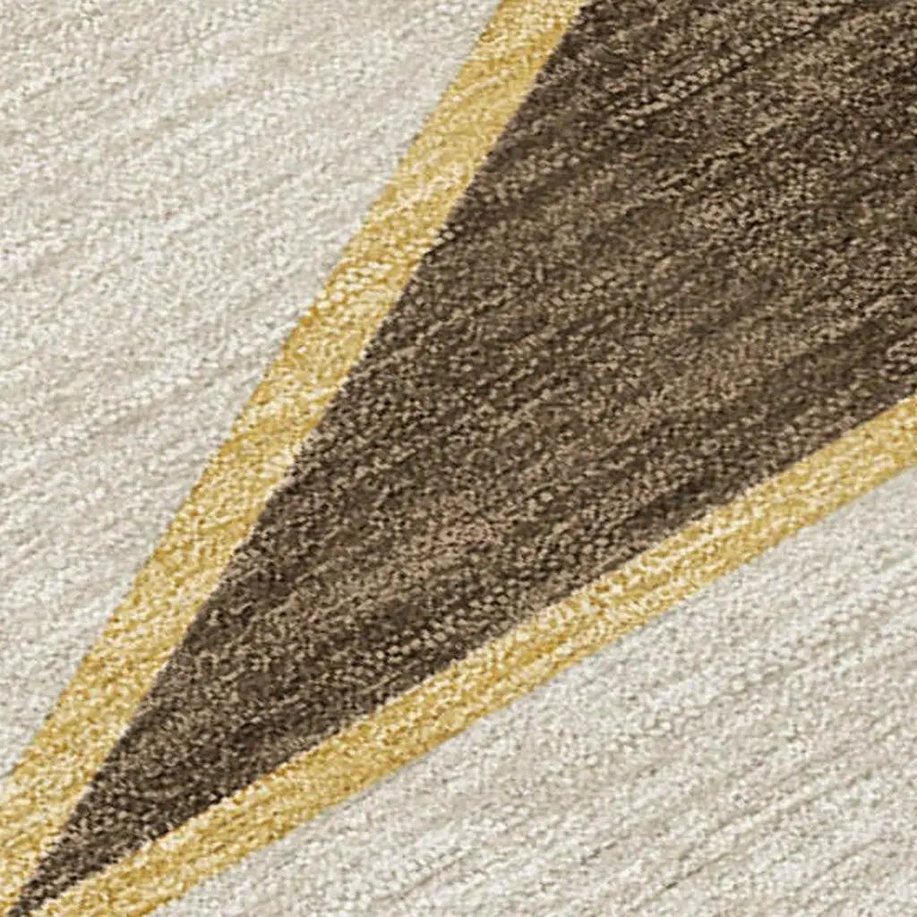 3' X 5' Chocolate And Gold Geometric Washable Indoor Outdoor Area Rug Homeroots Outdoor
