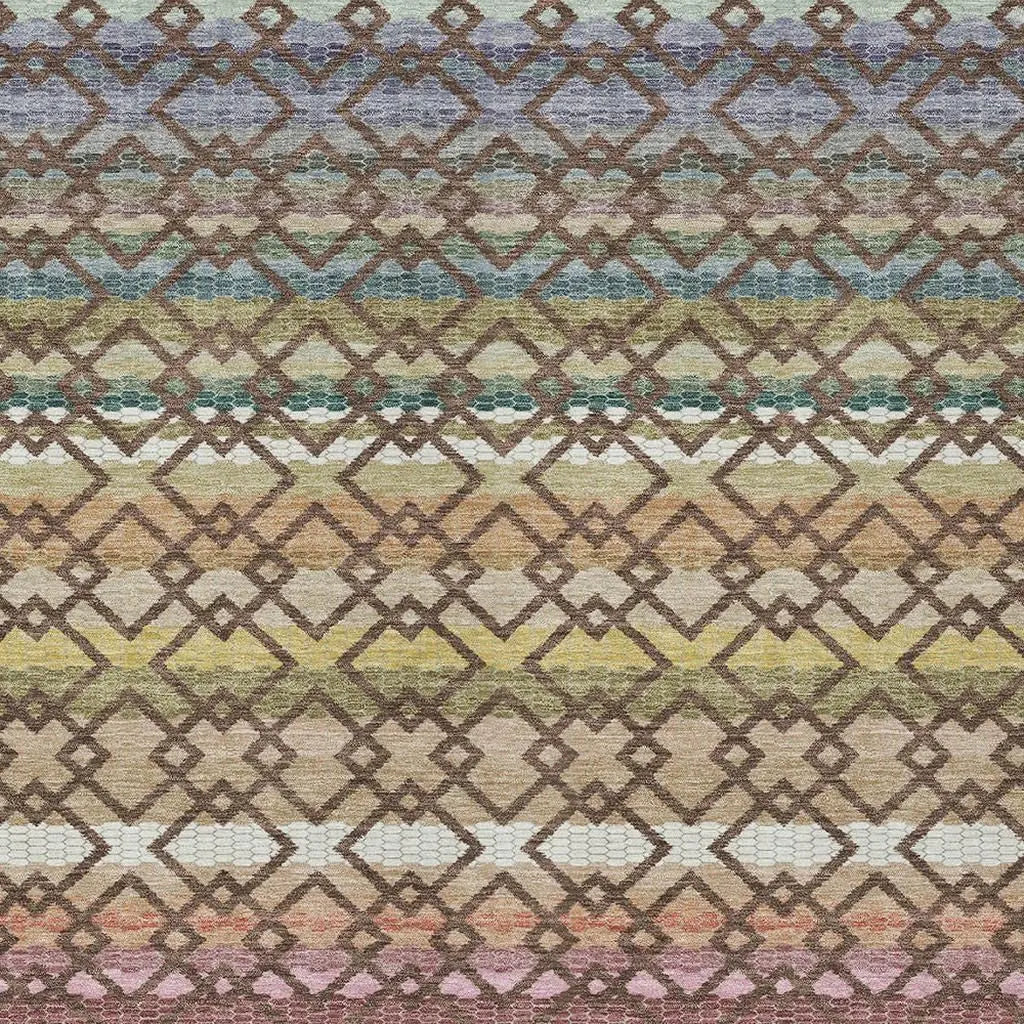 3' X 5' Chocolate And Gold Striped Washable Indoor Outdoor Area Rug Homeroots Outdoor