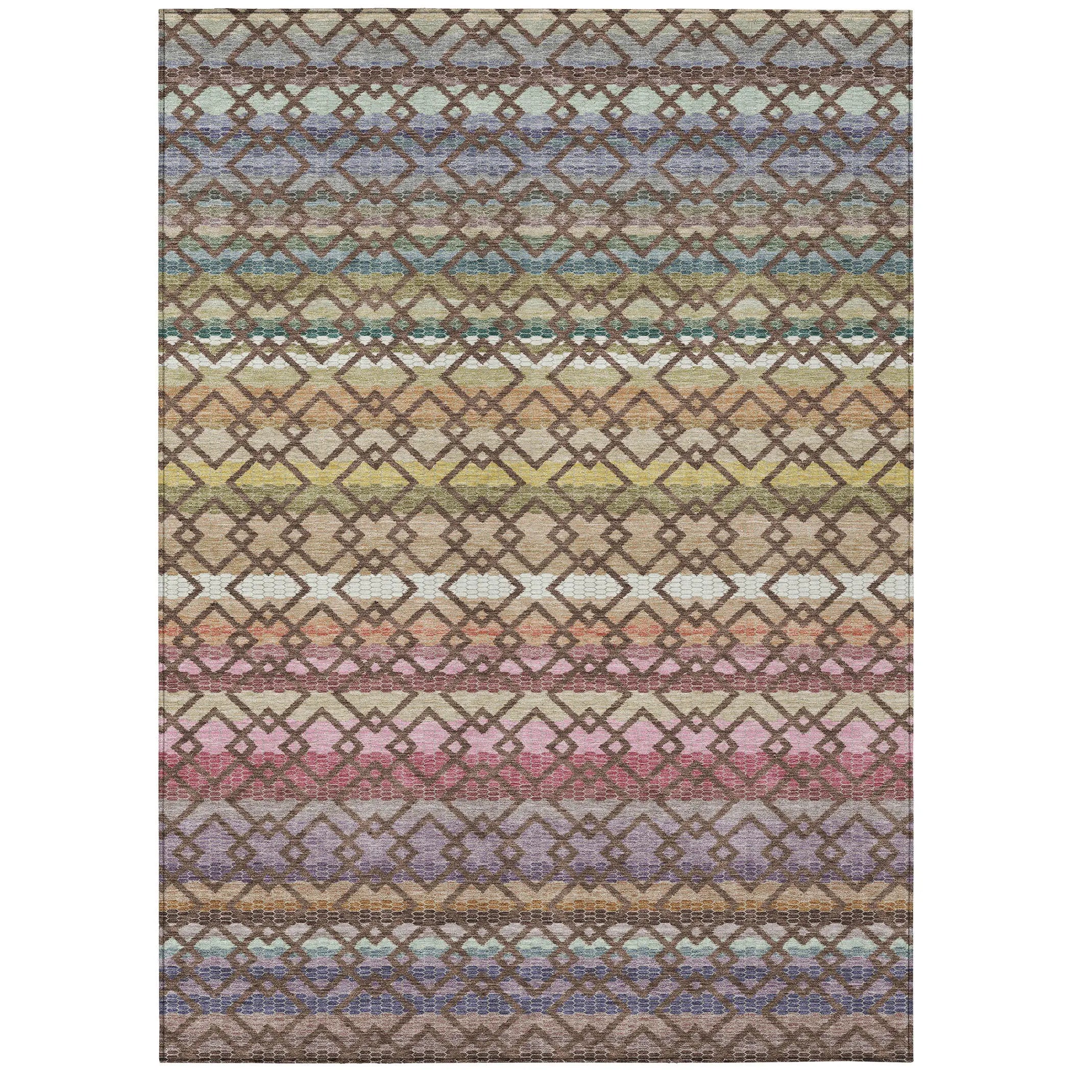 3' X 5' Chocolate And Gold Striped Washable Indoor Outdoor Area Rug Homeroots Outdoor