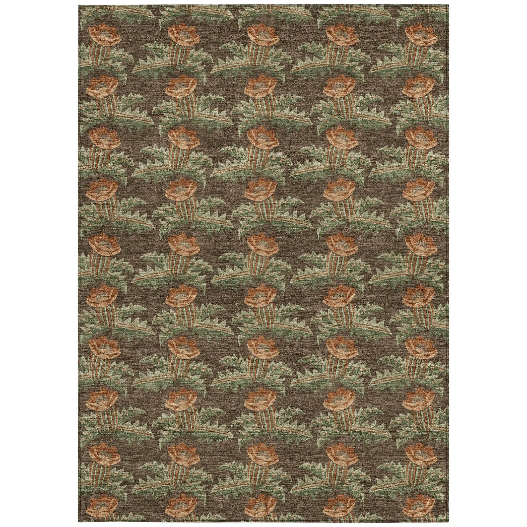 3' X 5' Chocolate And Graphite Floral Washable Indoor Outdoor Area Rug Homeroots Outdoor