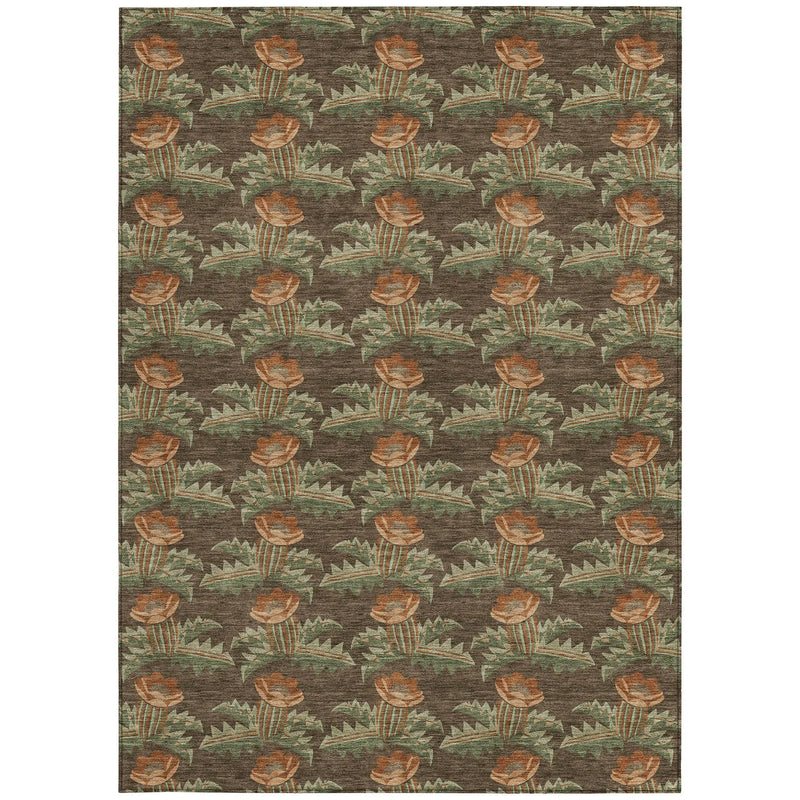 3' X 5' Chocolate And Graphite Floral Washable Indoor Outdoor Area Rug Homeroots Outdoor