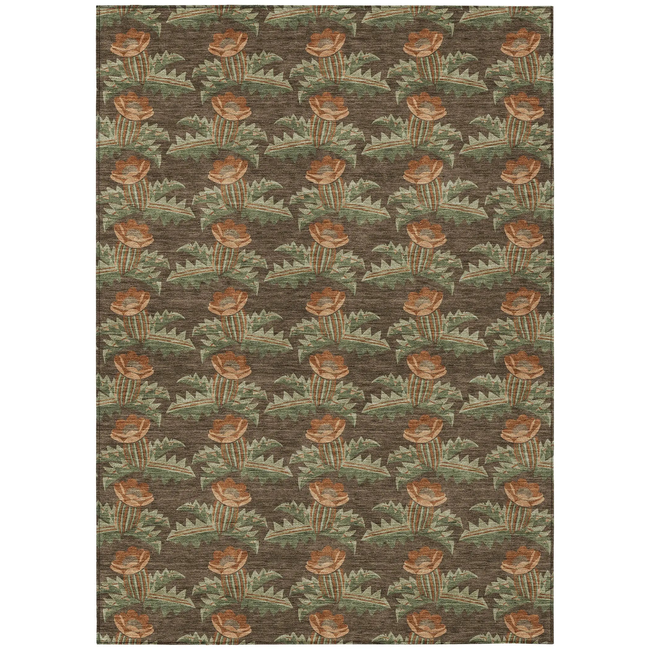 3' X 5' Chocolate And Graphite Floral Washable Indoor Outdoor Area Rug Homeroots Outdoor
