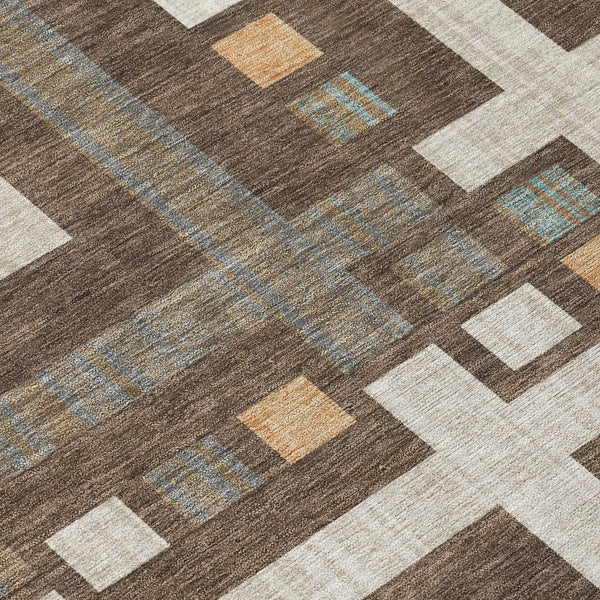 3' X 5' Chocolate And Graphite Geometric Washable Indoor Outdoor Area Rug Homeroots Outdoor