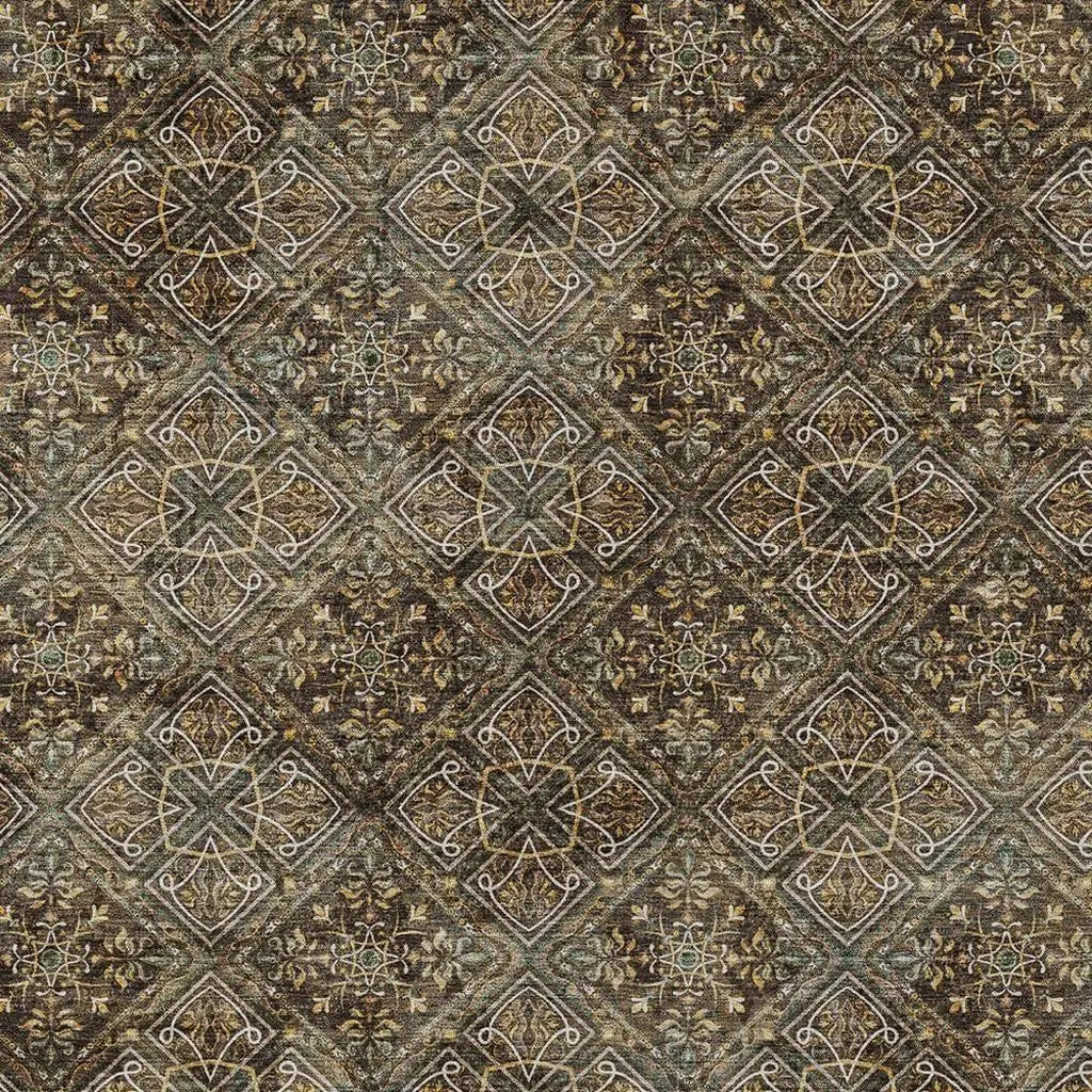 3' X 5' Chocolate And Gray Geometric Washable Indoor Outdoor Area Rug Homeroots Outdoor