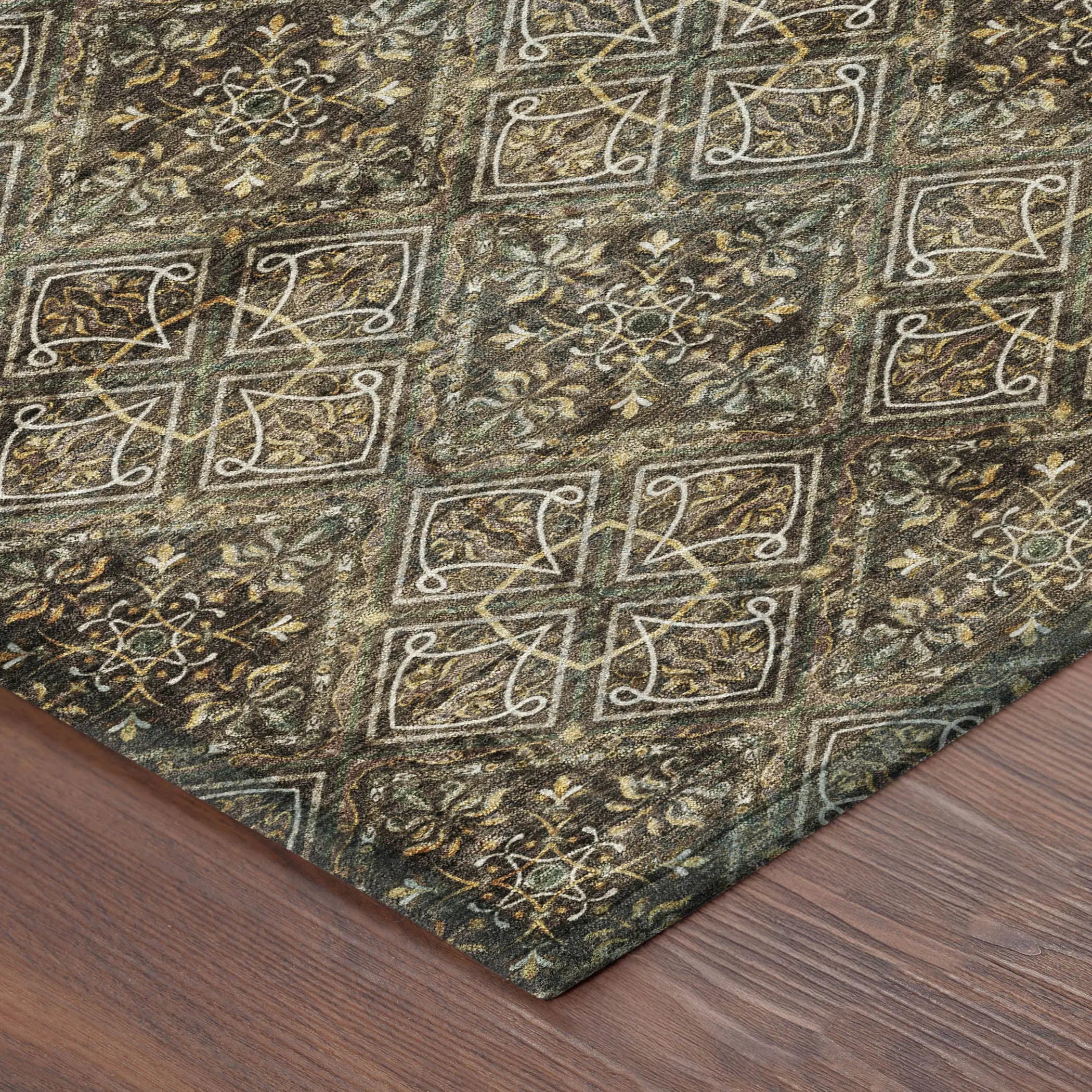 3' X 5' Chocolate And Gray Geometric Washable Indoor Outdoor Area Rug Homeroots Outdoor