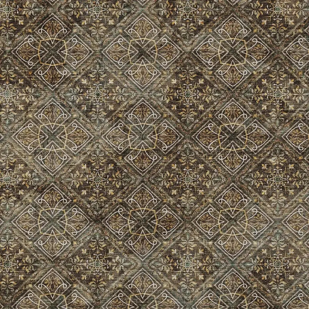 3' X 5' Chocolate And Gray Geometric Washable Indoor Outdoor Area Rug Homeroots Outdoor