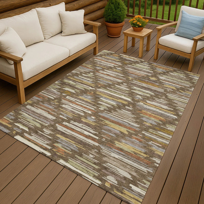3' X 5' Chocolate And Gray Southwestern Washable Indoor Outdoor Area Rug Homeroots Outdoor