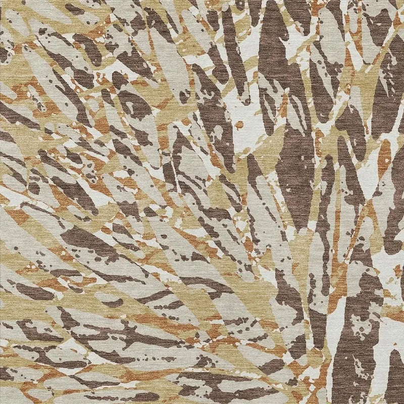 3' X 5' Chocolate And Ivory Abstract Washable Indoor Outdoor Area Rug Homeroots Outdoor