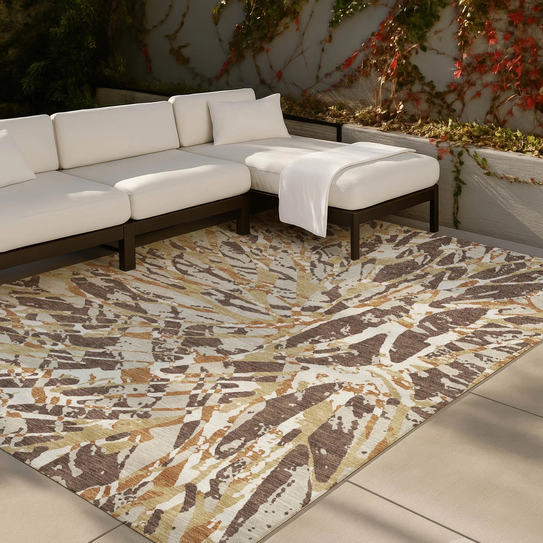 3' X 5' Chocolate And Ivory Abstract Washable Indoor Outdoor Area Rug Homeroots Outdoor