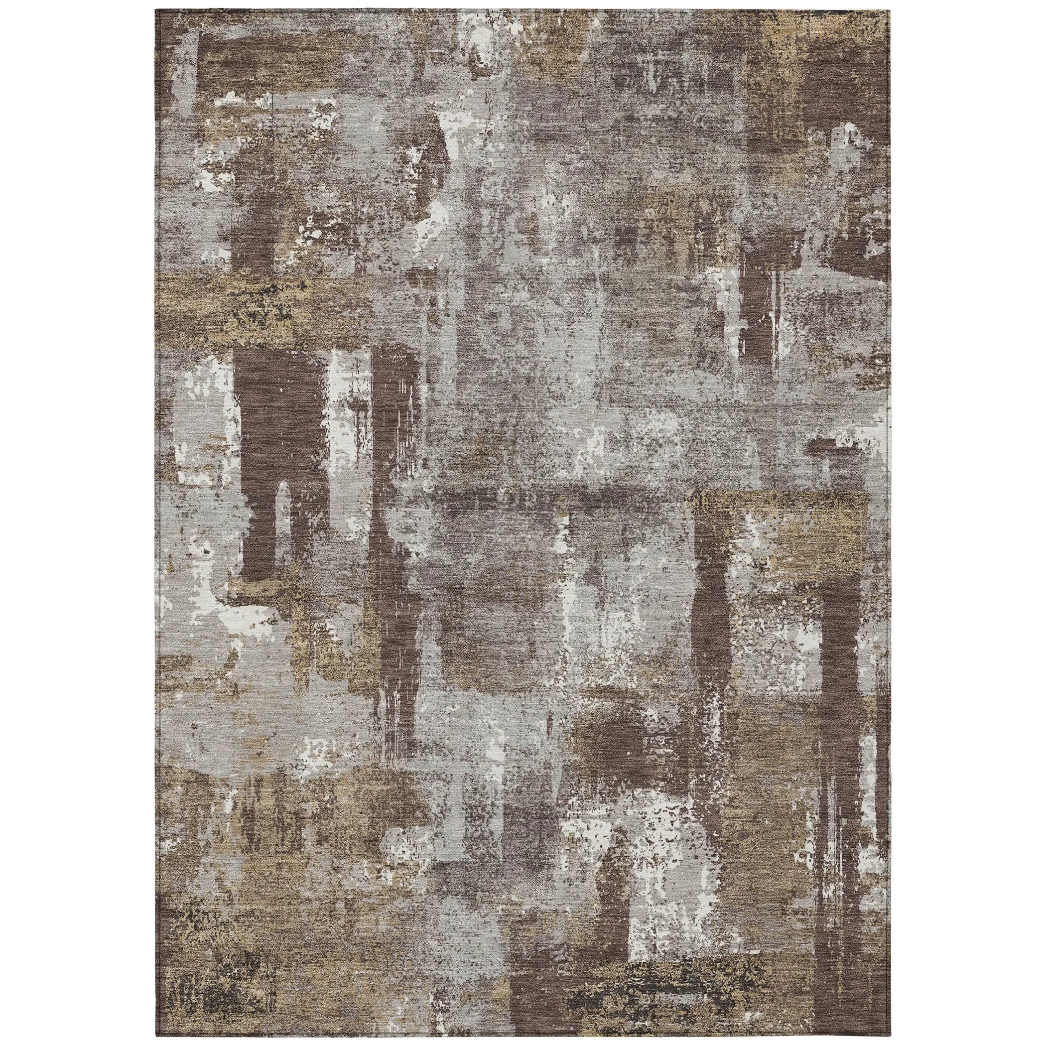 3' X 5' Chocolate And Ivory Abstract Washable Indoor Outdoor Area Rug Homeroots Outdoor