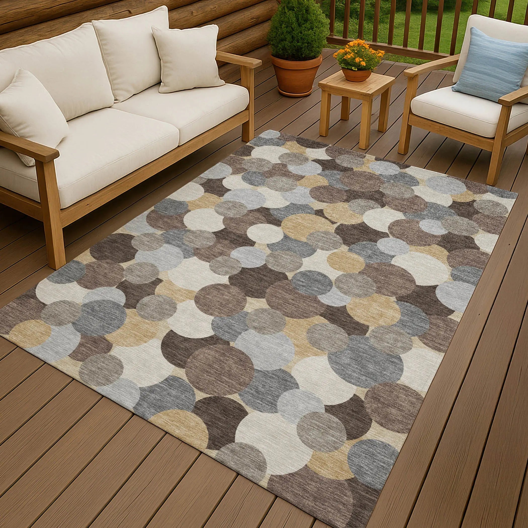 3' X 5' Chocolate And Ivory Geometric Washable Indoor Outdoor Area Rug Homeroots Outdoor