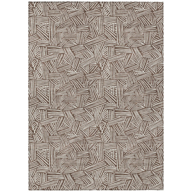 3' X 5' Chocolate And Ivory Geometric Washable Indoor Outdoor Area Rug Homeroots Outdoor