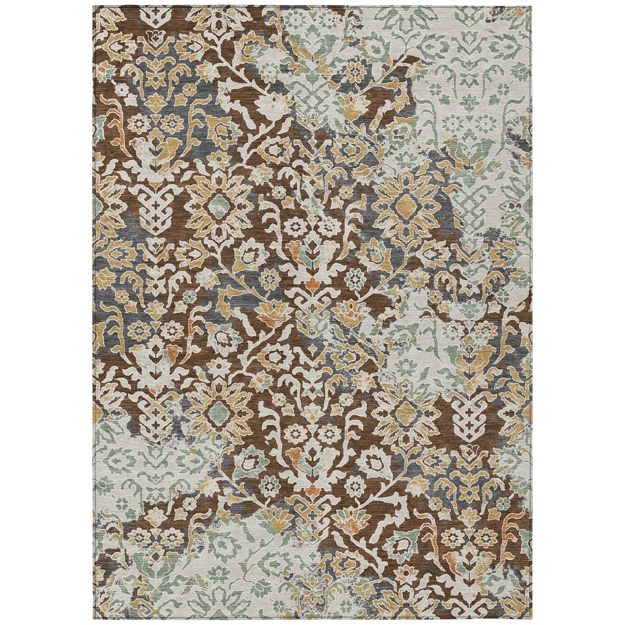 3' X 5' Chocolate And Ivory Geometric Washable Indoor Outdoor Area Rug Homeroots Outdoor