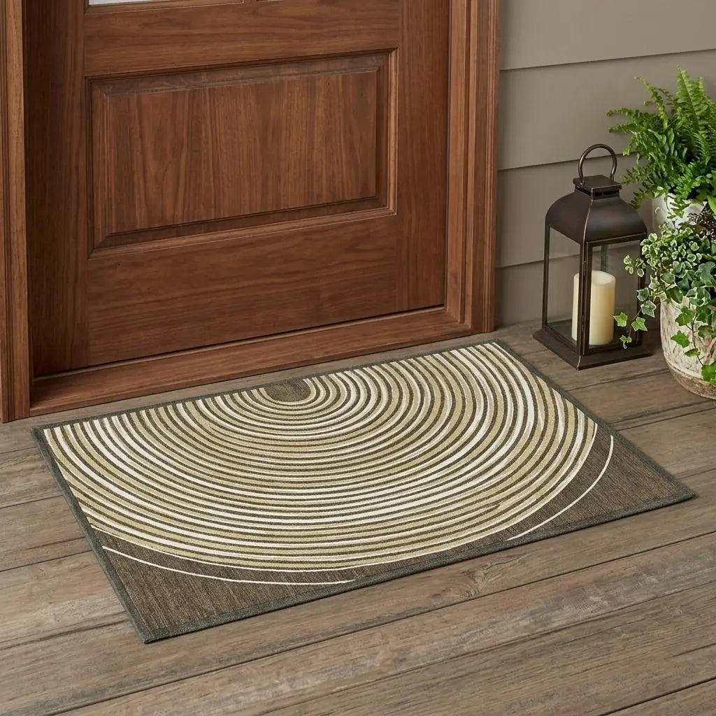 3' X 5' Chocolate And Ivory Geometric Washable Indoor Outdoor Area Rug Homeroots Outdoor