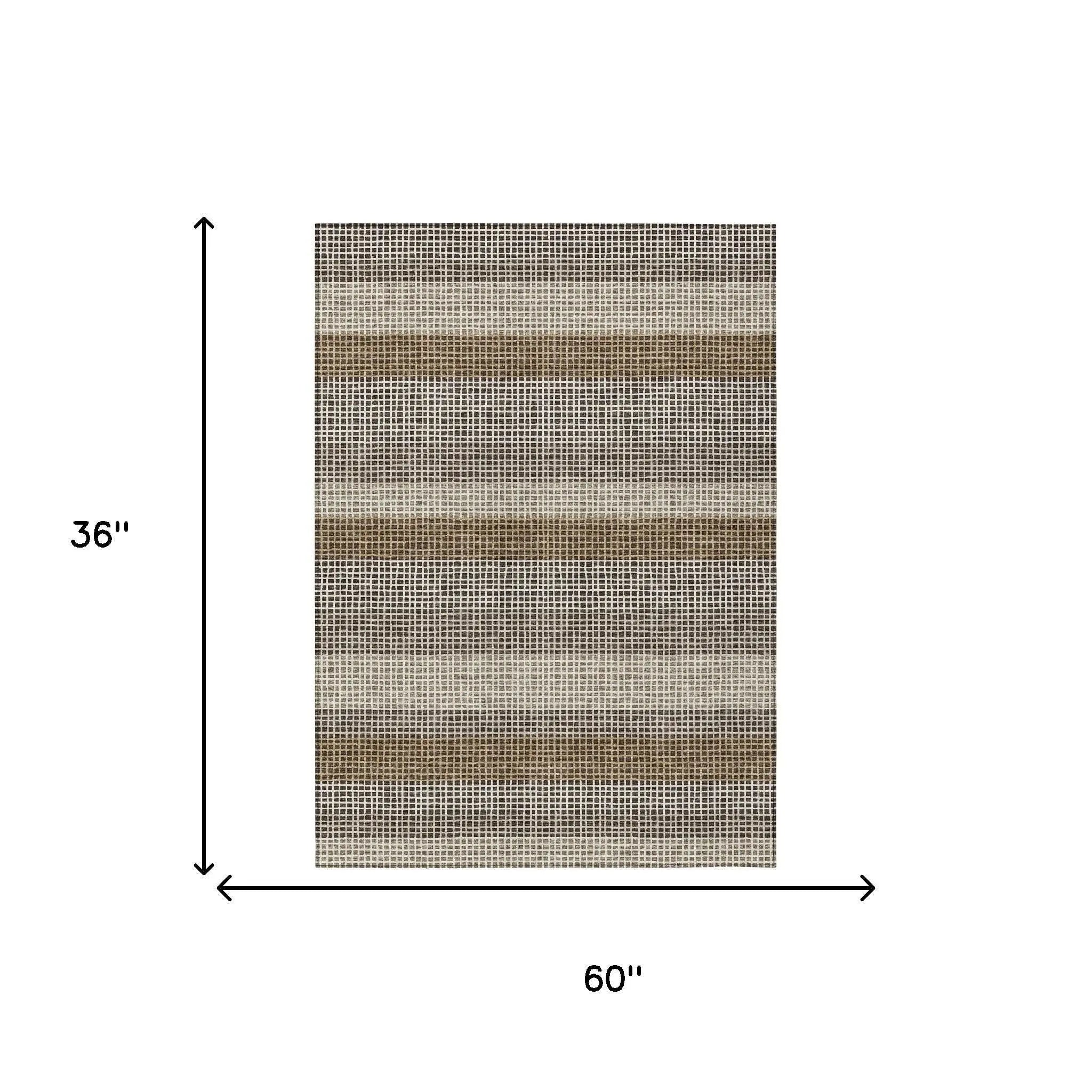 3' X 5' Chocolate And Ivory Striped Washable Indoor Outdoor Area Rug Homeroots Outdoor