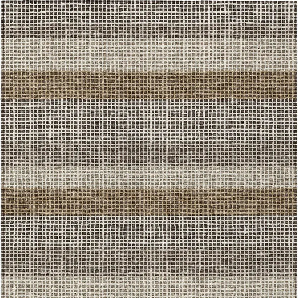 3' X 5' Chocolate And Ivory Striped Washable Indoor Outdoor Area Rug Homeroots Outdoor