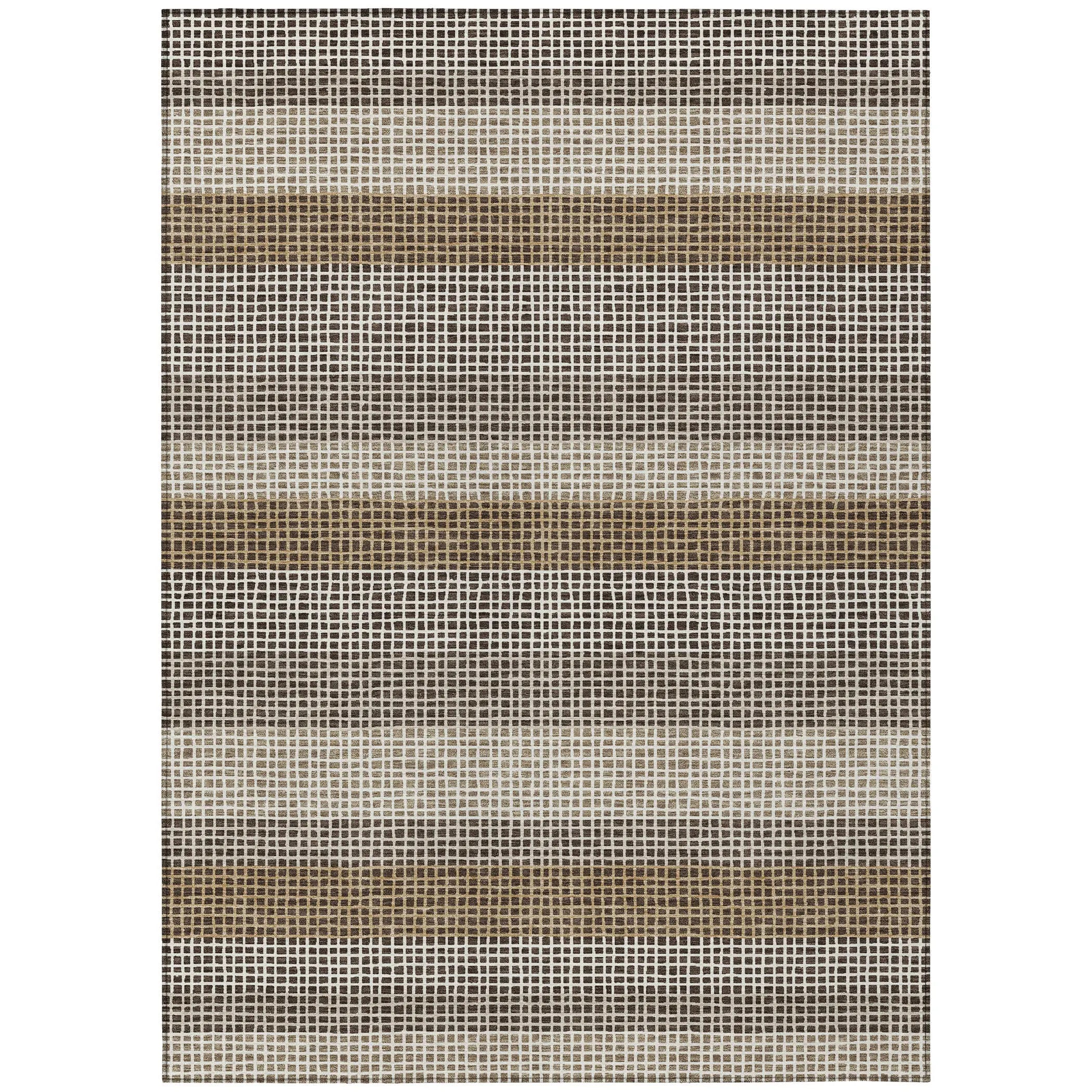 3' X 5' Chocolate And Ivory Striped Washable Indoor Outdoor Area Rug Homeroots Outdoor