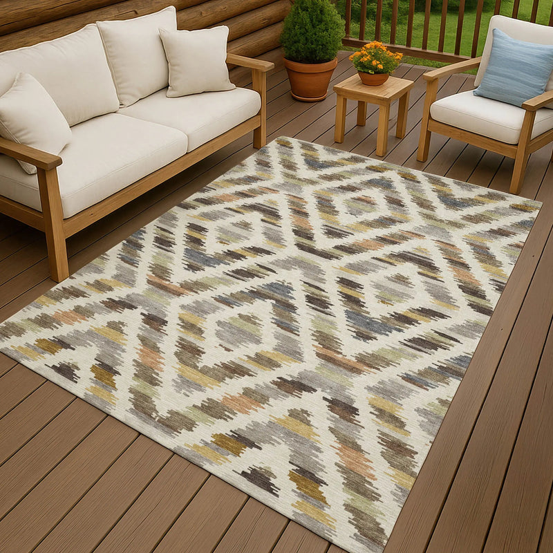 3' X 5' Chocolate And Ivory Tribal Washable Indoor Outdoor Area Rug Homeroots Outdoor