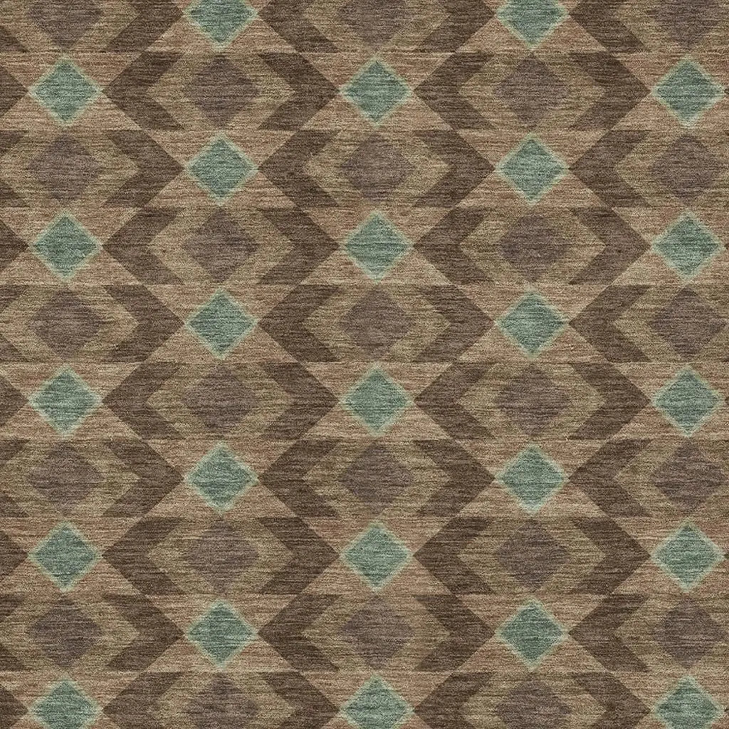 3' X 5' Chocolate And Navy Blue Geometric Washable Indoor Outdoor Area Rug Homeroots Outdoor