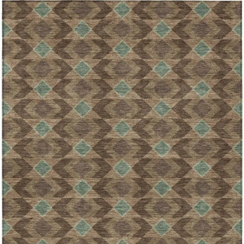 3' X 5' Chocolate And Navy Blue Geometric Washable Indoor Outdoor Area Rug Homeroots Outdoor