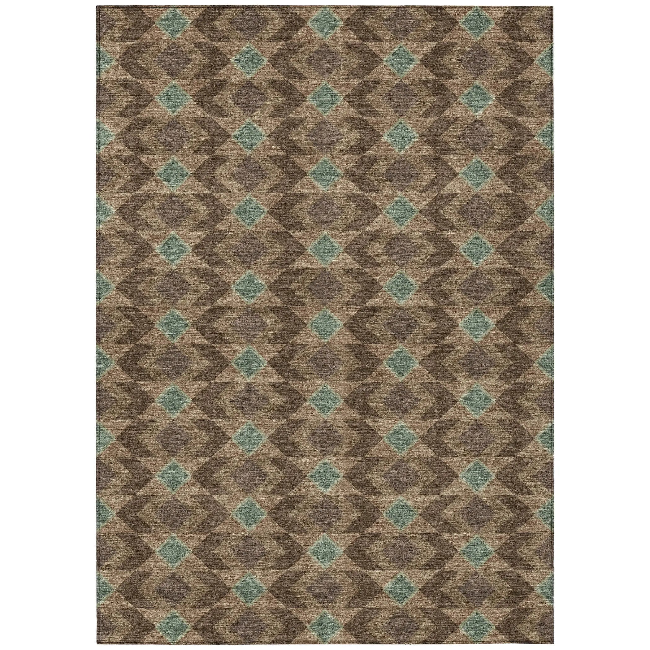 3' X 5' Chocolate And Navy Blue Geometric Washable Indoor Outdoor Area Rug Homeroots Outdoor