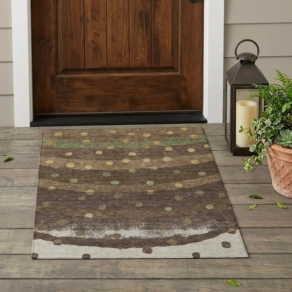 3' X 5' Chocolate And Navy Blue Striped Washable Indoor Outdoor Area Rug Homeroots Outdoor