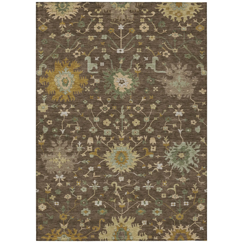 3' X 5' Chocolate And Olive Green Faux Bois Washable Indoor Outdoor Area Rug Homeroots Outdoor