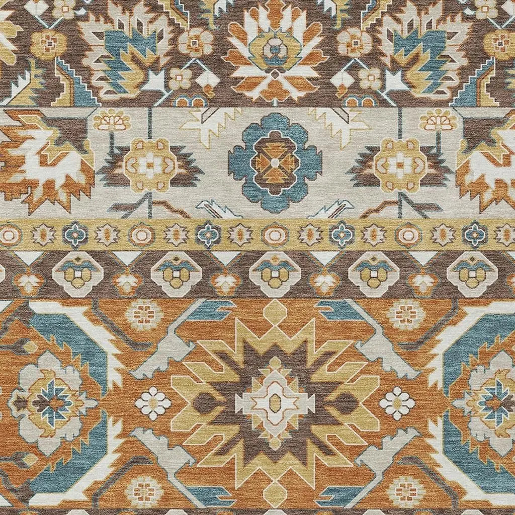 3' X 5' Chocolate And Orange Cactus Washable Indoor Outdoor Area Rug Homeroots Outdoor