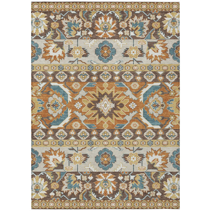 3' X 5' Chocolate And Orange Cactus Washable Indoor Outdoor Area Rug Homeroots Outdoor