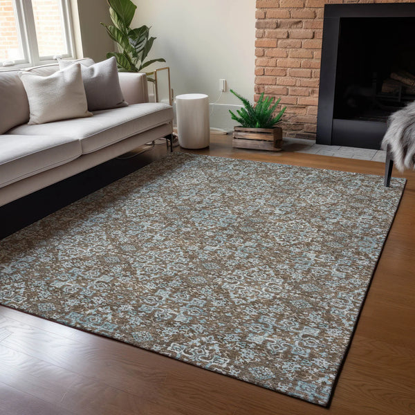 3' X 5' Chocolate And Pearl Oriental Washable Indoor Outdoor Area Rug Homeroots Outdoor